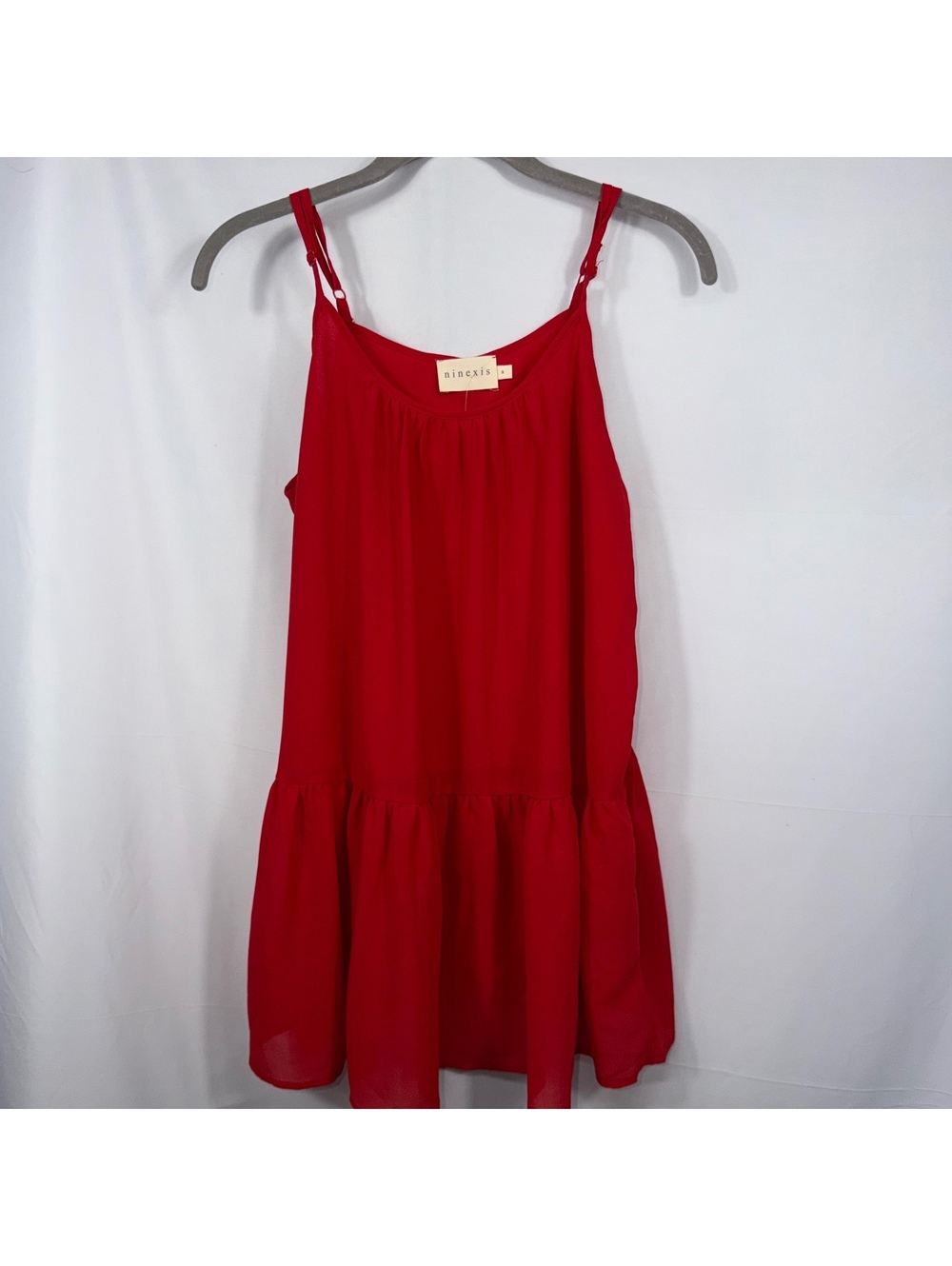 Ninexis Red Ruffle Hem Cami Top Size S NWT